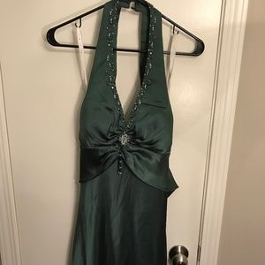 Emerald Green Satin Prom Dress